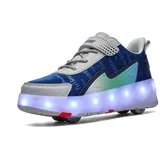 HUSK'SWARE Rollschuhe, (Leicht zu pflegen,Abriebfest und langlebig, Verstärkte Unterstützung, Hochleistungs-Rollen), Leuchtende Rollschuhe für Kinder, Schuhe mit Rollen blau 32