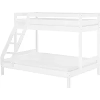 Erst-Holz Doppel-Etagenbett 140x200 und 90x200 Erwachsenen-Stockbett Kiefer Massivholz weiß