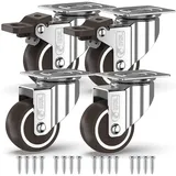 GBL Caster Wheels Möbelrolle Furniture Casters 50mm 200KG - 4 Swivel, No Marks, Quiet, (4-St) silberfarben 15.00 cm x 16.00 cm