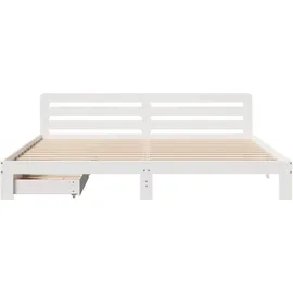 vidaXL Bett, Bett ohne Matratze Weiß 180x200 cm Kiefernholz
