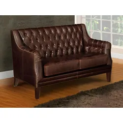 Ledersofa 2-Sitzer - Braun - COLBERT