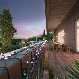 Lumineo LED Solar Lichterkette 9m Schwarz 8 Twinkle-Effekts 120 LEDs Kaltweiß