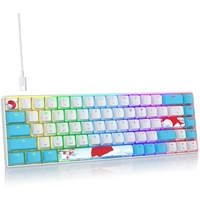 SOLIDEE mechanische gaming tastatur 65 prozent,68 Tasten kompakte mechanische tastatur RGB Hintergrundbeleuchtung,65 prozent tastatur mechanisch QWERTY,Roter Schalter für Win/Mac PC Laptop(68 Sea)