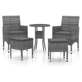 vidaXL 5-tlg. Garten-Lounge-Set Poly Rattan Grau