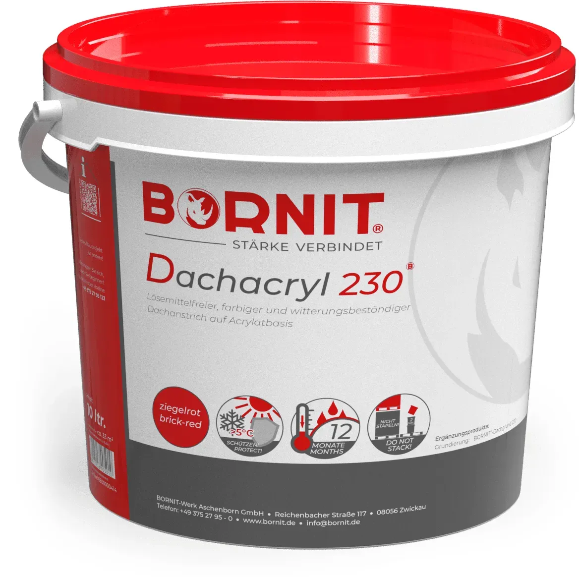 BORNIT Dachacryl 230 - Dachanstrich - 10kg - ziegelrot