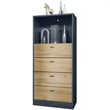 Vladon Pino V3 56 x 125 x 36 cm Anthrazit matt / Eiche Natur