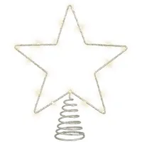 Lumineo LED Christbaumspitze Stern mit Timer 27cm Metall Silber / Warmweiß