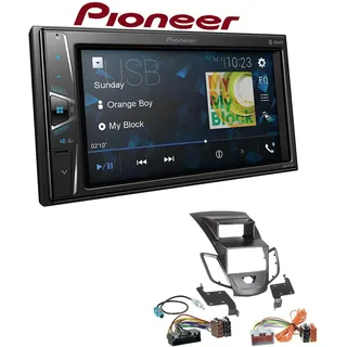 EHO Pioneer DMH-G220BT 2-DIN Autoradio Bluetooth USB AUX passend für Ford Fiesta 2008-2013 schwarz mit Display