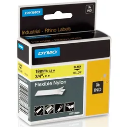 DYMO Schriftbandkassette Nylon flexibel laminiert 3,5mx19mm schwarz/gelb Packung mit 5 Stück