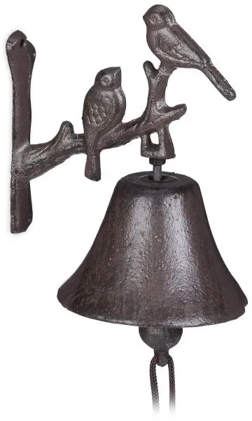 Relaxdays 4 x Türglocke Gusseisen Vogel Dunkelbraun