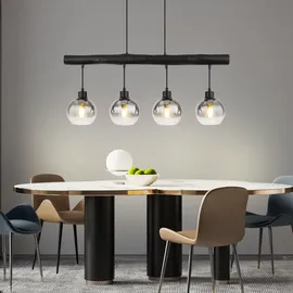 GLOBO Holzbalken 4-flg. 85 cm rechteckig schwarz Glas