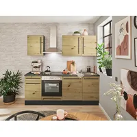 BASIC by Balculina Küchenzeile Jazz 220 cm anthrazit/artisan eiche/metallic braun