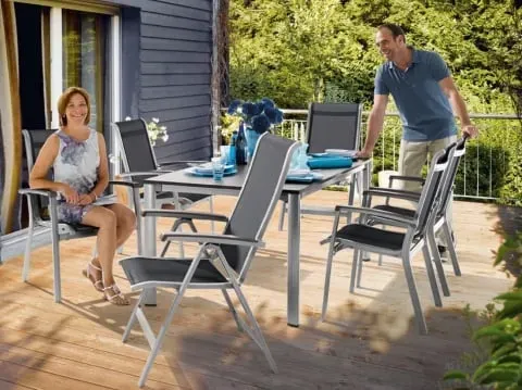 Sieger Calvi Gartenmöbel-Set, graphit 8-teilig aus Aluminium