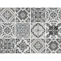 Queence Fliesenaufkleber Muster I 12er Set schwarz-weiß 15cm x 15cm