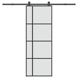 vidaXL Schiebetür mit Beschlag 76x205 cm ESG-Glas & Aluminium
