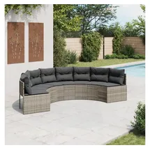 vidaXL Gartensofa mit Kissen Halbrund Grau Poly Rattan - Grau
