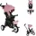 Byox Tricycle Flexy Lux 3 in 1 Dreirad, klappbar, Gummireifen, drehbarer Sitz rosa pink