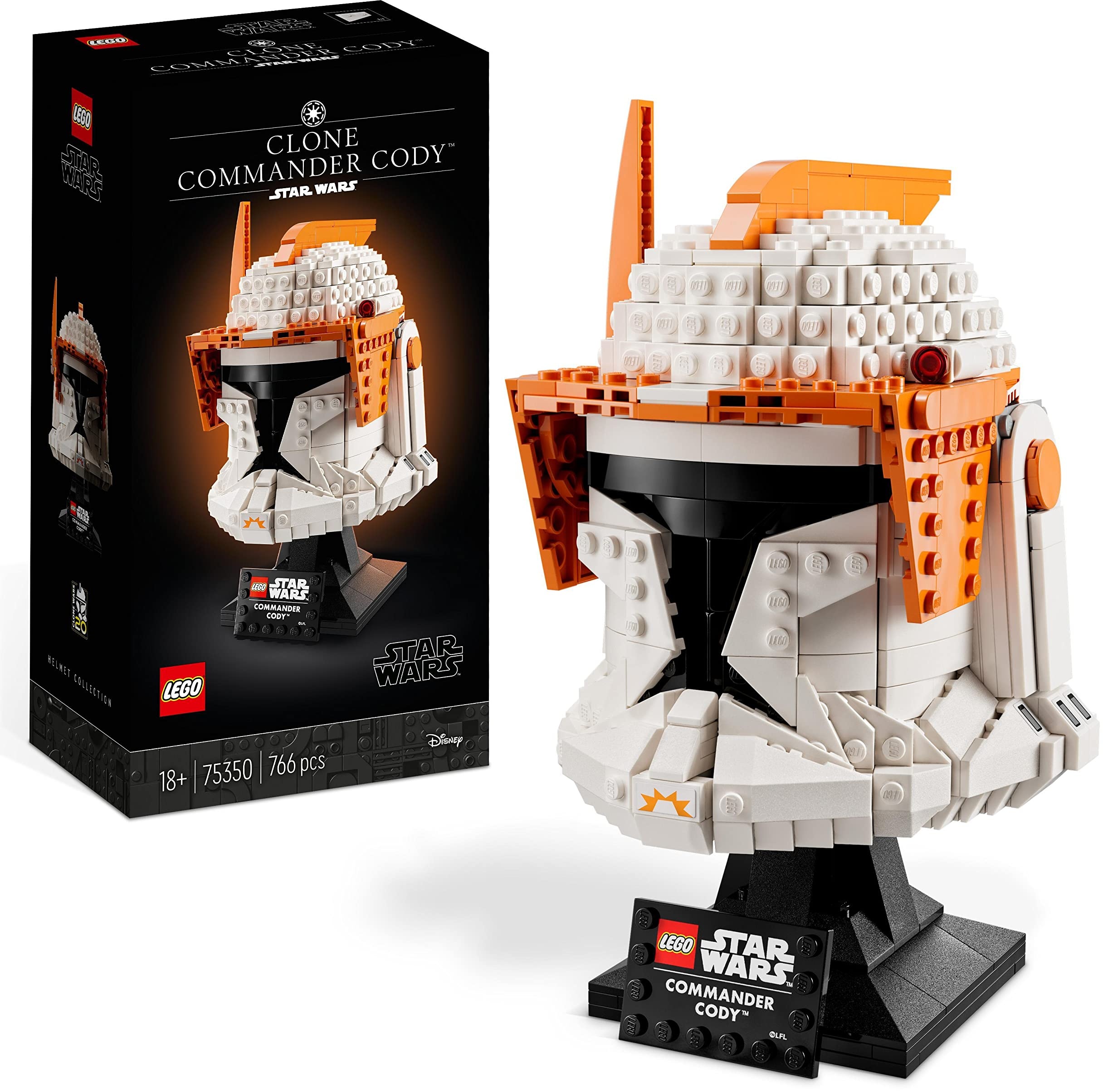 LEGO Star Wars Clone Commander Cody Helm Set für Erwachsene, The Clone Wars Erinnerungsstück der 2023 Serie, Geschenk für die Sammlung, Deko-Modell 75350