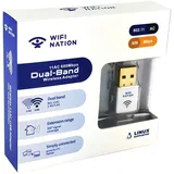 WiFi NationWLAN-Dongle Mini 802.11ac AC600 USB WLAN-Adapter, Chipsatz: Realtek RTL8811AU, Dual Band 2,4 GHz oder 5 GHz, Windows, MacOS und Linux unterstützt, Weiß