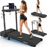 Walking Pad Laufband für Zuhause Klappbar - Walking Pad mit Steigung 9%, 8 in 1 Schreibtisch Laufband mit verstellbarem Handlauf, 3.5 PS Leise Treadmill für Home Office & Büro, bis 150 kg, Schwarz