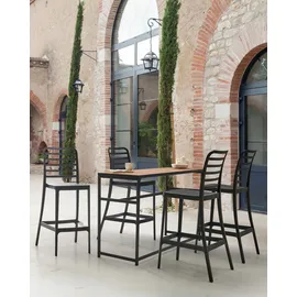 Beliani Barstuhl 2er Set mit Lehne Fußstützen Metallbeine Boho Cassita