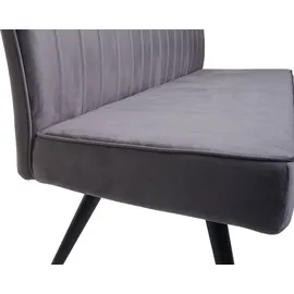 MCW Sitzbank MCW-K16, Esszimmerbank Bank Polsterbank Garderobenbank, Rückenlehne Samt Metall 160cm dunkelgrau