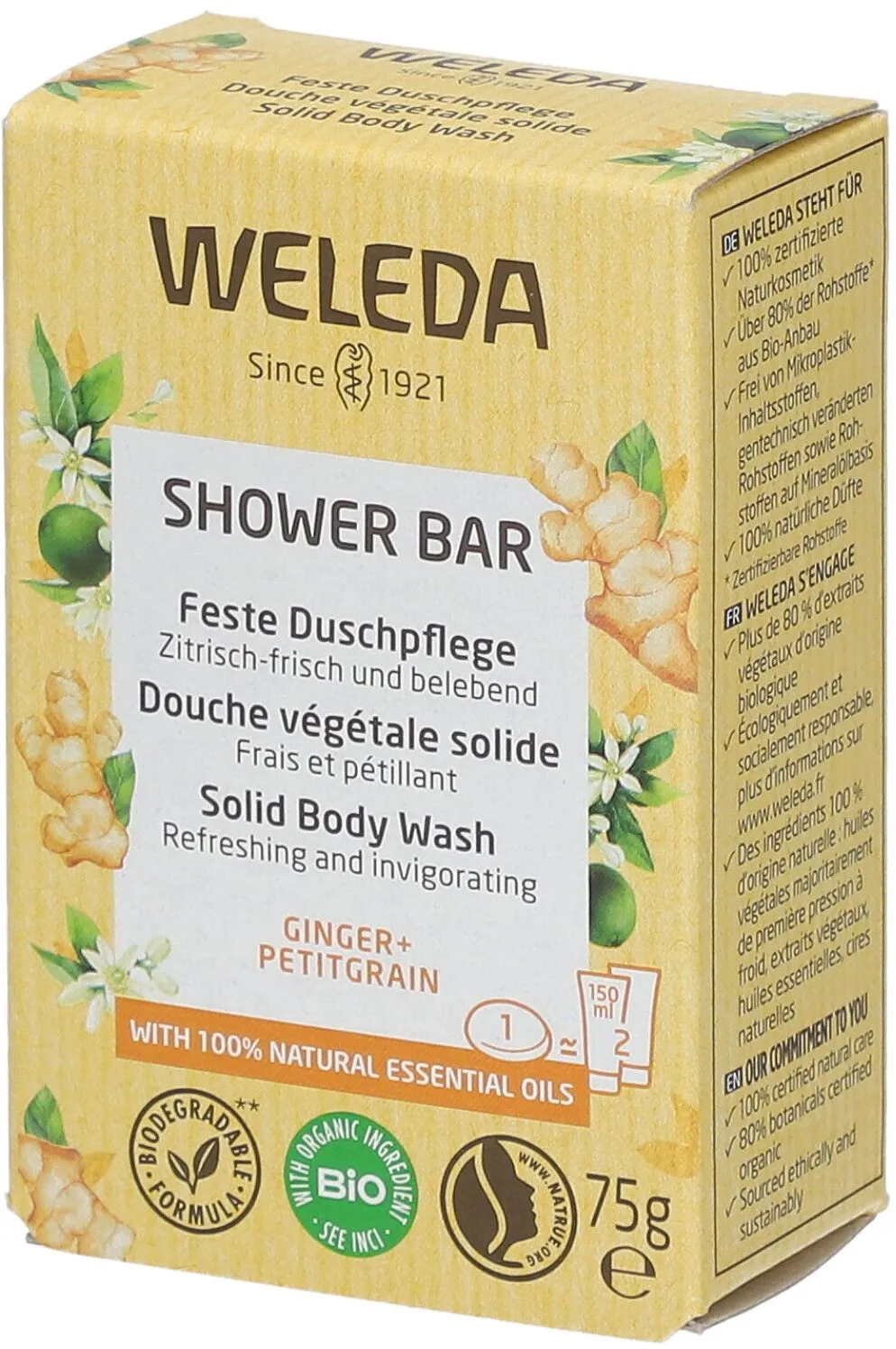 Weleda Bio Vegetarische Dusche Solide Ingwer & Petit Grain