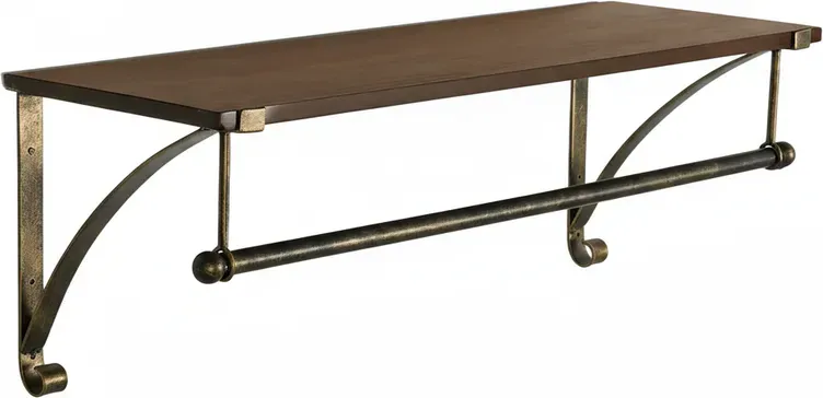 Allen 30 cm Wandregal mit Kleiderstange aus Holz und Metall, rustikales Design