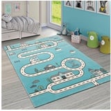 Paco Home Kinderteppich »Diamond 710«, rechteckig, 17 mm Höhe, Kurzflor, Straßen-Spiel-Teppich, Kinderzimmer, blau