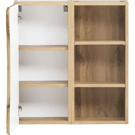 WELLTIME Hängeschrank "Stubach", braun (wotaneiche), B:60cm H:64cm T:20cm, MDF, Schränke, Bad-Hängeschrank, Tür mit Baumkante