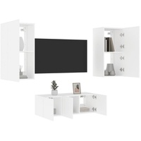 vidaXL TV-Schrank 4-tlg. Wohnwand mit LED-Beleuchtung Weiß Holzwerkstoff (1-St) weiß vidaXL