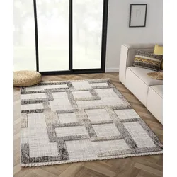 Teppich "Balania", beige (beige, beige), B:200cm H:15mm L:290cm, Polyester, MYFLAIR MÖBEL & ACCESSOIRES, Teppiche, Kurzflor, mit Hoch-Tief Effekt, besonders weich durch Microfaser