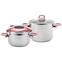 Karaca Schnellkochtopf Karaca Perfect Pink 4+6 Liter Schnellkochtopf-Set