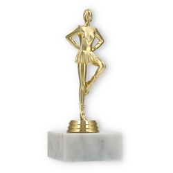 Pokal Kunststofffigur Drill Team gold auf weißem Marmorsockel 16,8cm