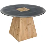 MCW Esstisch, MCW-L76, Tisch Esszimmertisch, rund Industrial Massiv-Holz MVG-zertifiziert 74x120cm, natur mit Metall-Optik