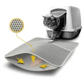 LIONTO Katzenstreumatte doppellagig 61x38 cm Grau