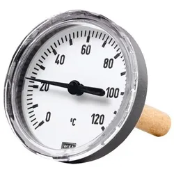 Bimetallthermometer, G 1/2" hinten, Tauchschaftlänge 100mm Ø63, bis 120°