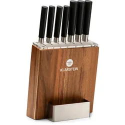 Klarstein Kitano 8tlg. Messer-Set mit Block 7 Messer Stahl edler Holzblock Akazie