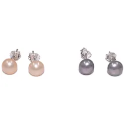 Perlenohrringe FIRETTI "Multipack Schmuck Geschenk Ohrschmuck Perle", orange (silberfarben, apricot, grau), Ohrringe, Silber 925 (Sterlingsilber)-Perlen, Silber 925 (Sterlingsilber), Perlen, Made in Germany - mit Süßwasserzuchtperle
