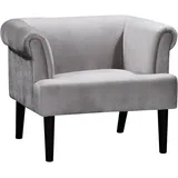 Atlantic Home Collection Sessel Charlie Samt 86 x 70 x 74 cm Grau mit Wellenunterfederung