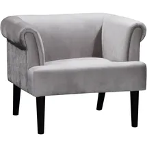 Atlantic Home Collection Sessel Charlie Samt 86 x 70 x 74 cm Grau mit Wellenunterfederung