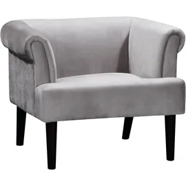Atlantic Home Collection Sessel Charlie Samt 86 x 70 x 74 cm Grau mit Wellenunterfederung