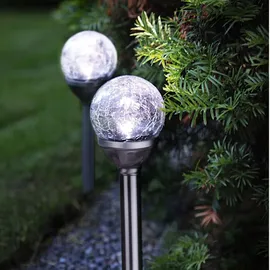 Star Trading Solarleuchte Edelstahl, Glas, Kunststoff 39,0 cm 2er Set silber