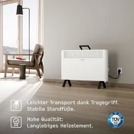 Stiebel Eltron Stand-Konvektor CNS 2000 Plus LCD move, 2 kW für ca. 25 m2, TÜV geprüft, LC-Display, Wochentimer, weiß