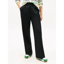 Tommy Hilfiger Anzughose "TIMELESS WOOL WIDE LEG PANT", Damen, Gr. 38, N-Gr, schwarz night navy, Web, Obermaterial: 54% Polyester, 44% Wolle, 2% Elasthan, unifarben, lässig geschnitten knöchellang, Hosen Anzughose, mit Wolle