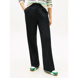 Tommy Hilfiger Anzughose "TIMELESS WOOL WIDE LEG PANT", Damen, Gr. 38, N-Gr, schwarz night navy, Web, Obermaterial: 54% Polyester, 44% Wolle, 2% Elasthan, unifarben, lässig geschnitten knöchellang, Hosen Anzughose, mit Wolle