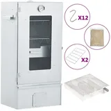 vidaXL Holzkohlegrill 445 x 29 x 83 cm 21 x 21 x 45 cm Räucherofen mit Kaltrauchgenerator Ve silberfarben