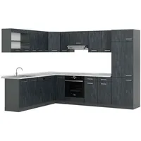 Vicco Winkelküche L-Form R-Line 287 x 227 cm Schwarz Beton/Anthrazit