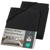 nyvi Spannbettlaken DreamScience Heavy Jersey 120 x 200 - 130 x 200 cm schwarz 2 St.