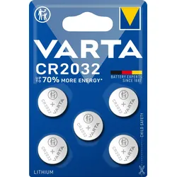 VARTA Lithium Knopfzelle CR2032, ersetzt DL2032 IEC CR2032 5er Blister